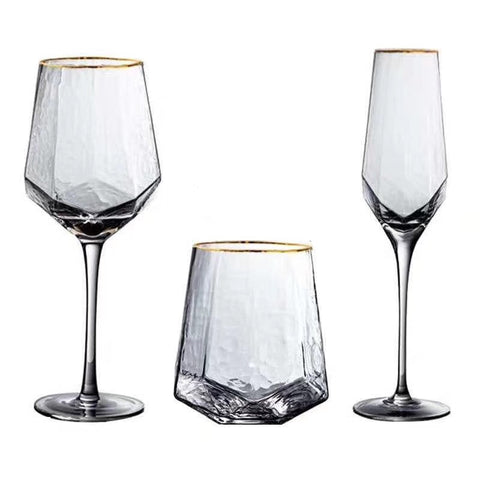 Gold Trimmed Geometric Glassware